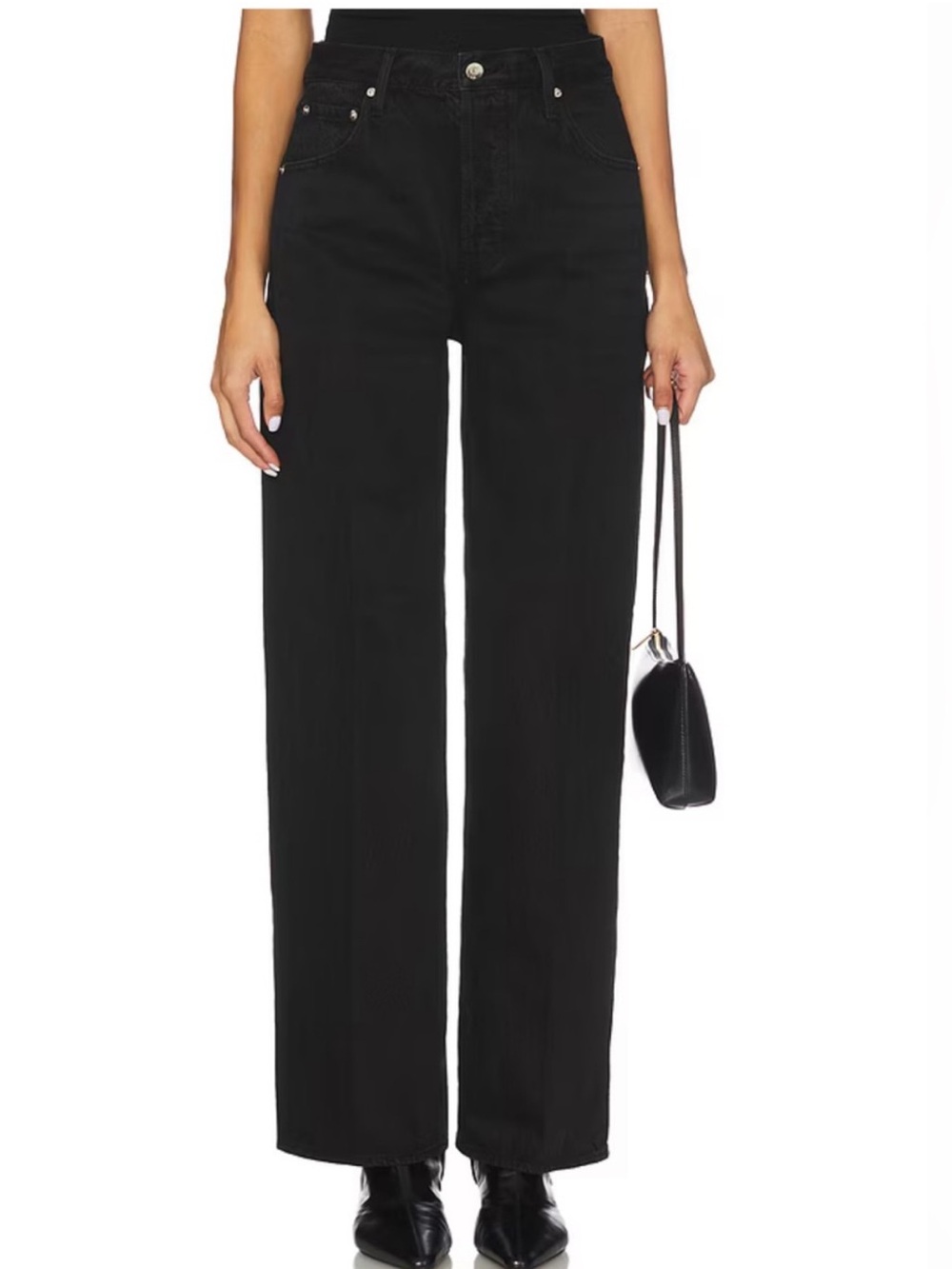 Pistola (Revolve) Tate High Rise Bowed Wide Leg Jeans in Midnight Hour